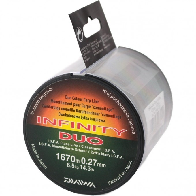 Леска DAIWA Infinity Duo Carp 1670м 0,27мм 12981-027 Леска DAIWA Infinity Duo Carp 1670м 0,27мм 12981-027
