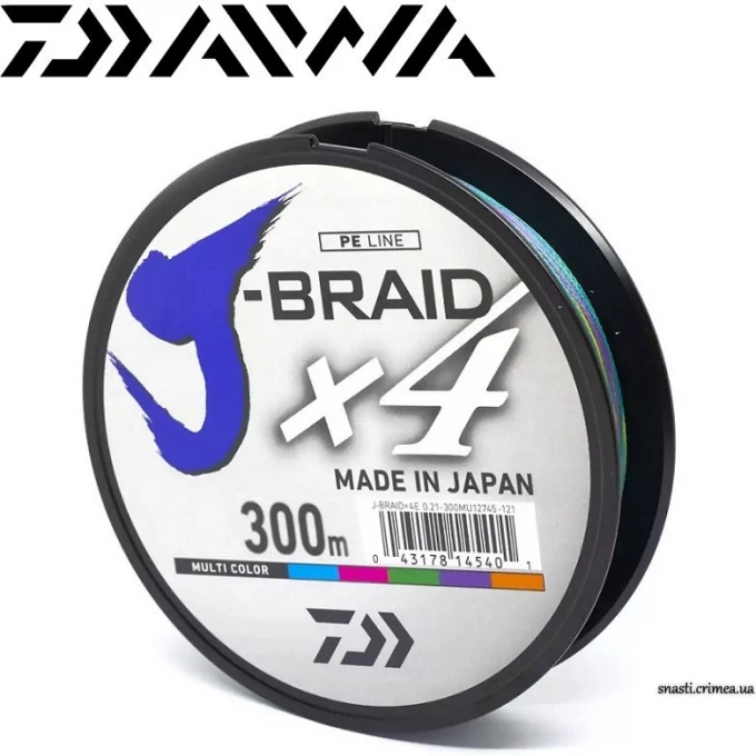 Шнур DAIWA J-Braid X4E 300м 0,21мм Multi Color 12745-121 Шнур DAIWA J-Braid X4E 300м 0,21мм Multi Color 12745-121