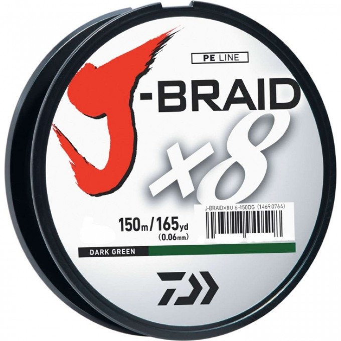 Шнур DAIWA J-Braid X8 0,28мм 150м dark green 12751-028 Шнур DAIWA J-Braid X8 0,28мм 150м dark green 12751-028